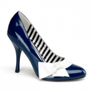 Pleaser Gemici Fiyonklu Lacivert Ayakkabı Kadın Lacivert - Beyaz