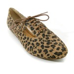 leopar desenli oxford ayakkabı